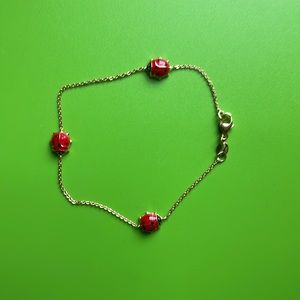 [Milor] Italy 18K Yellow Gold Lady Bug Station Bracelet